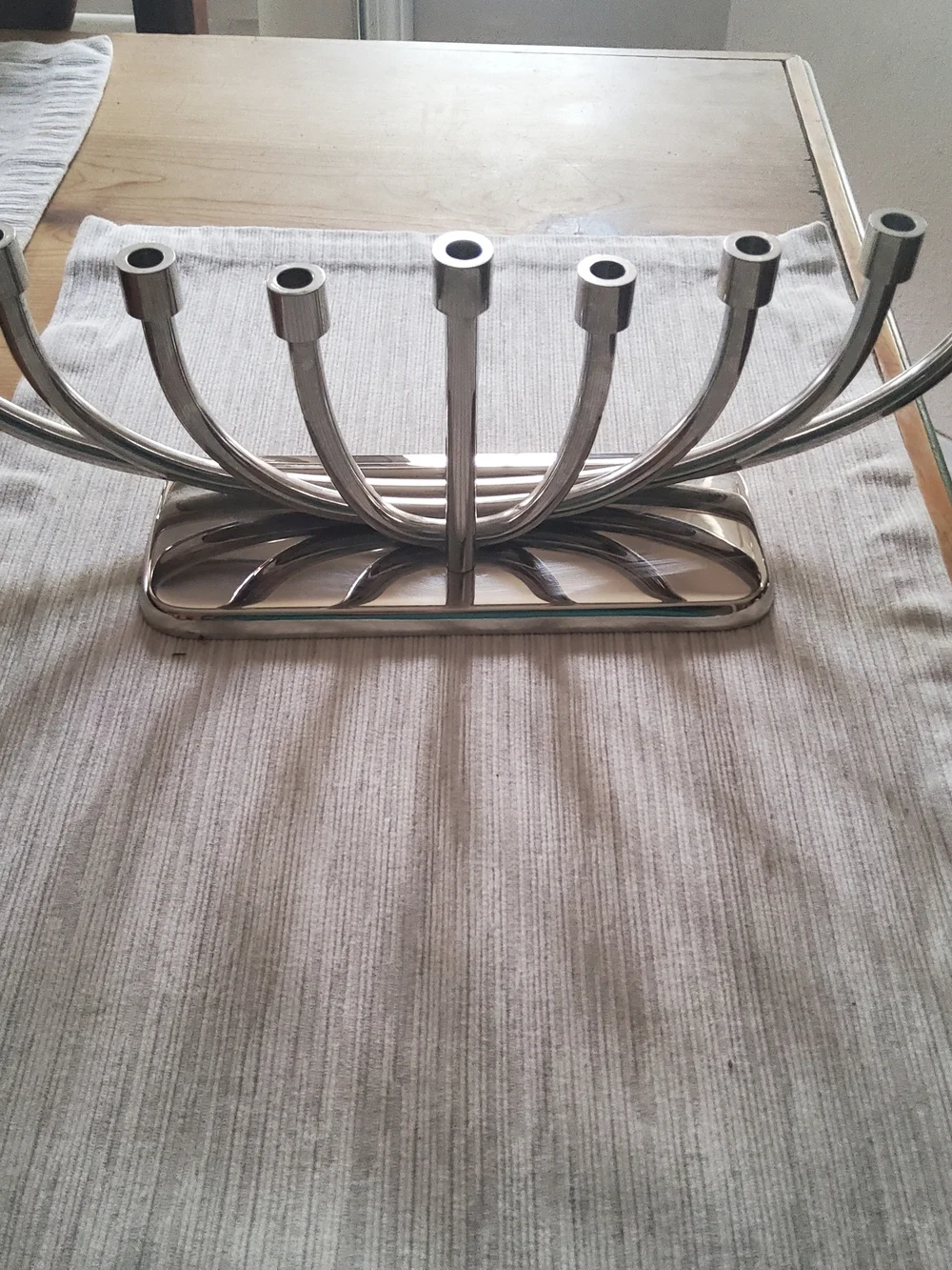 Crate & Barrel Silver Metal Menorah EUC